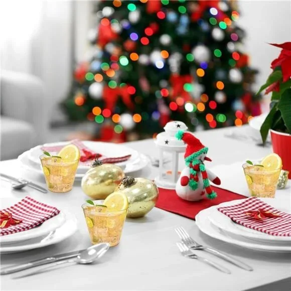 200 Pack 9 oz Glitter Plastic Cups, Disposable Gold Cups, Clear Plastic Tumblers